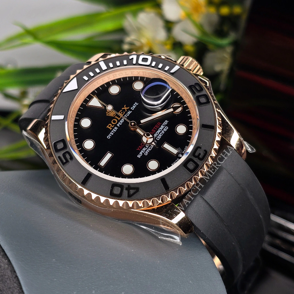 Rolex Yacht-Master 40 Everose Gold Black Dial Oysterflex Strap Ref. 126655 Euro Grade