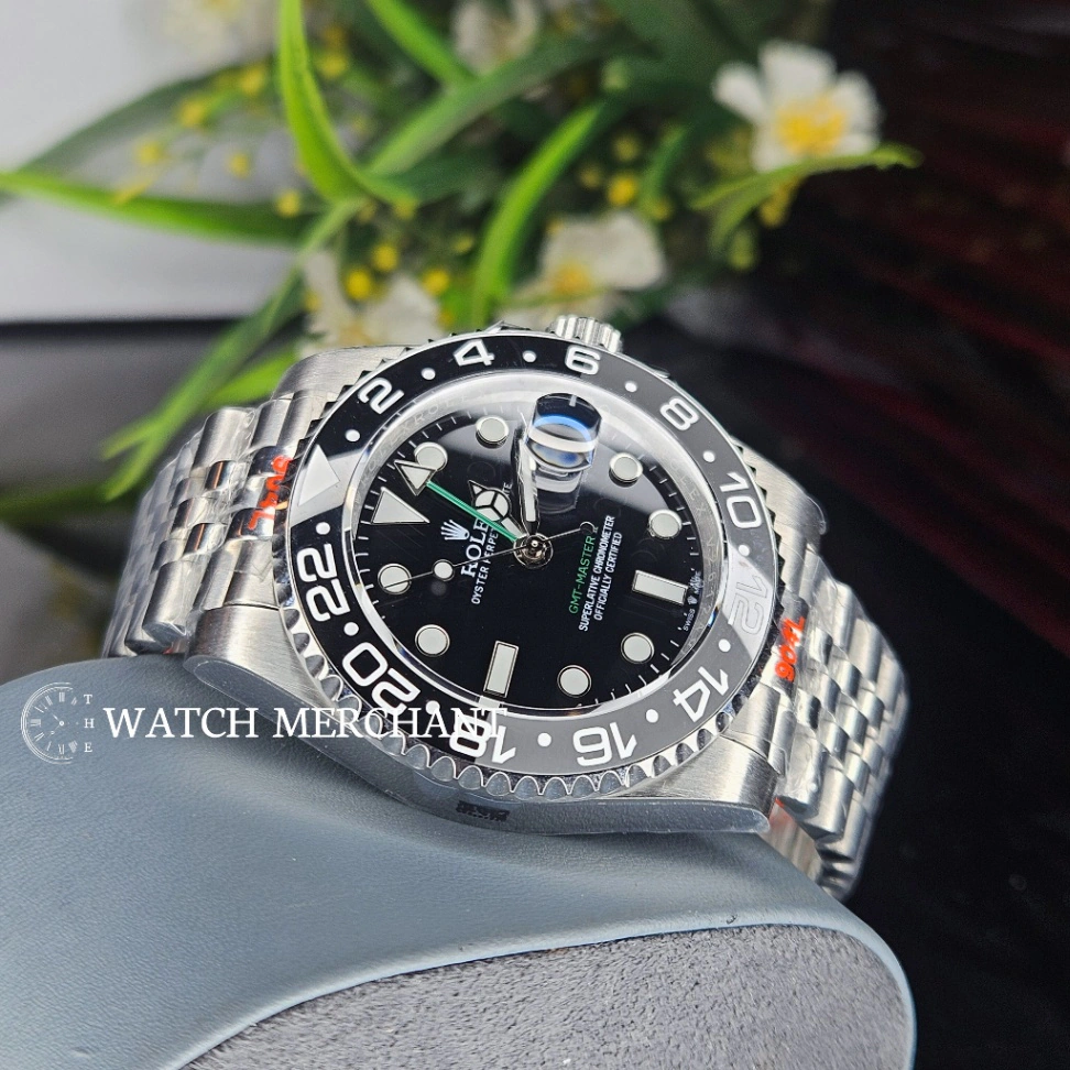 Rolex GMT-Master II Stainless Steel Silver Case with Black Dial and Black Bezel