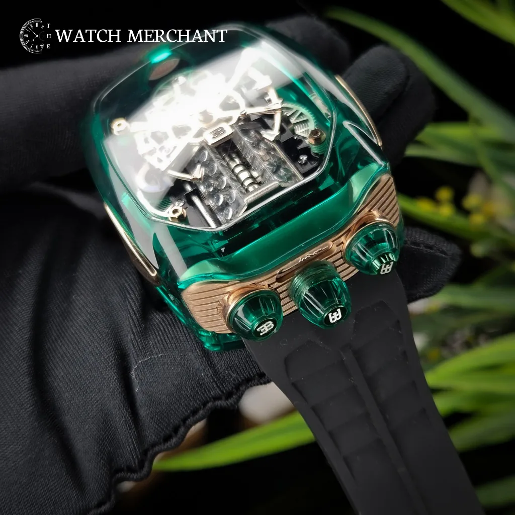 Jacob & Co Bugatti Chiron Skeleton Green" or "JCO Watch 58 A" || Ref. BU210.80.AL.UA.B || Master Grade Replica thumbnail 4
