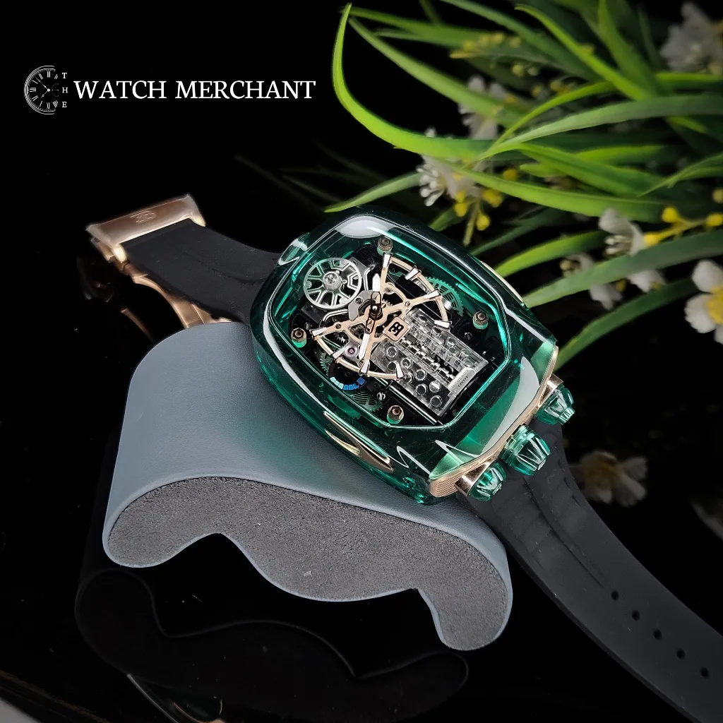 Jacob & Co Bugatti Chiron Skeleton Green" or "JCO Watch 58 A" || Ref. BU210.80.AL.UA.B || Master Grade Replica
